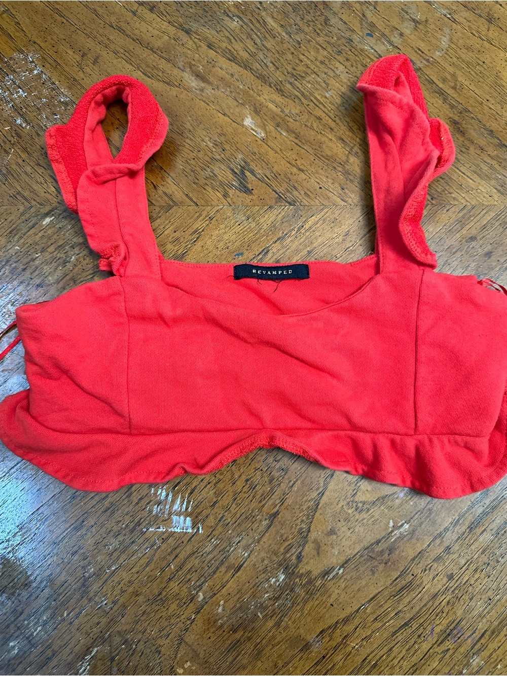 Bright Red Ruffle Crop Top